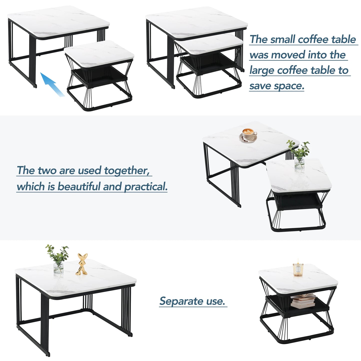Square coffee table set for living room
