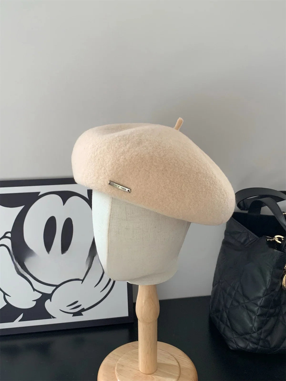 Solid wool felt fabric beret