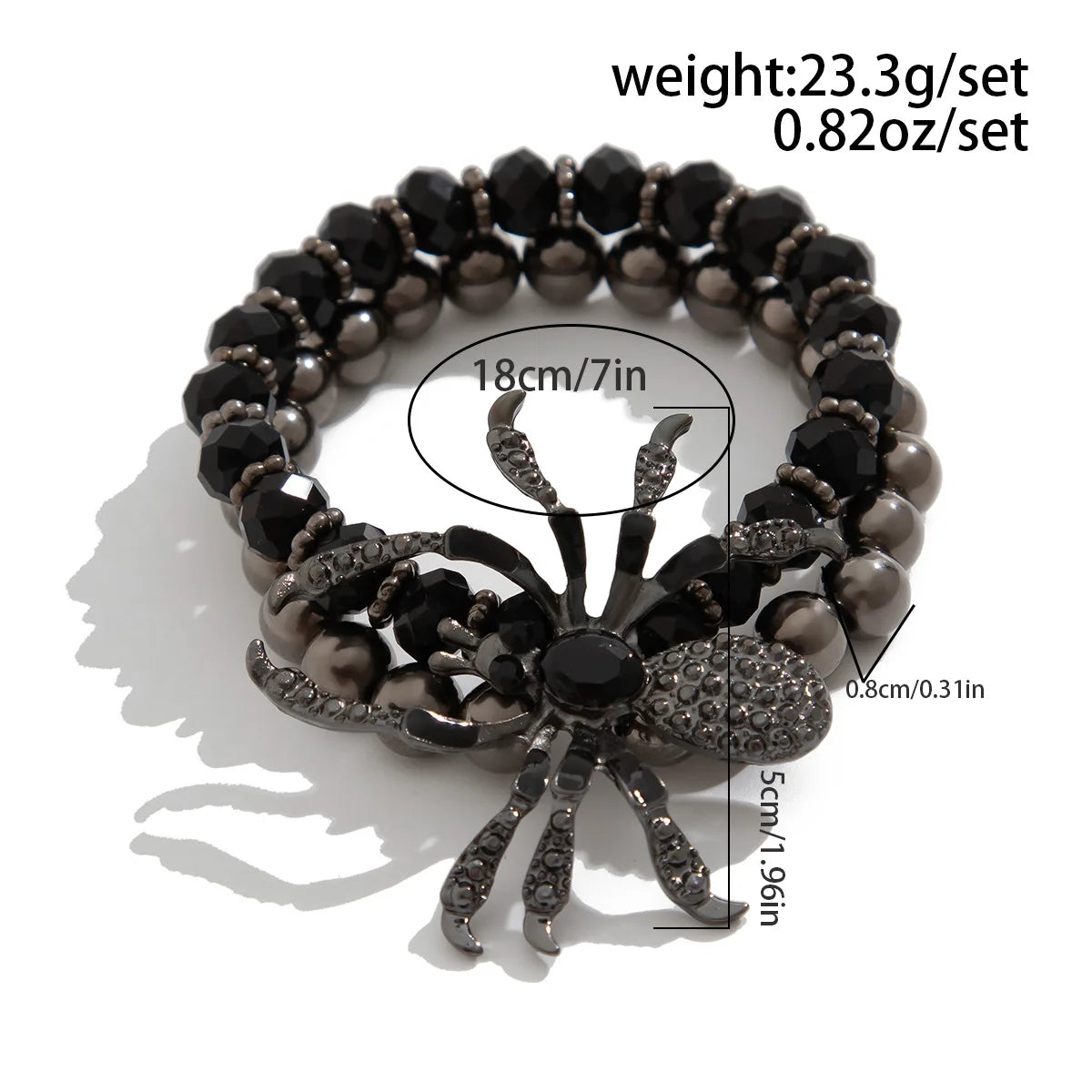 Gothic Black Spider Beads Halloween Bracelet