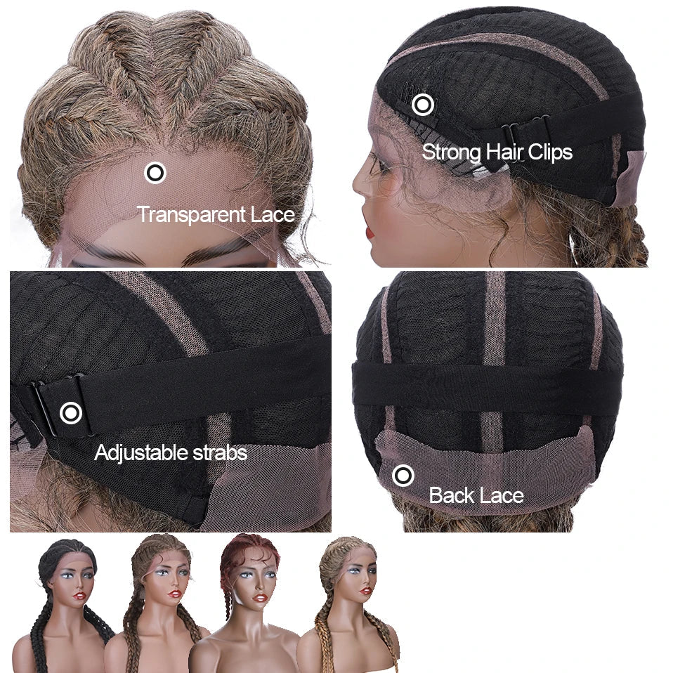 Synthetic 27inches dutch braids wig with baby hair