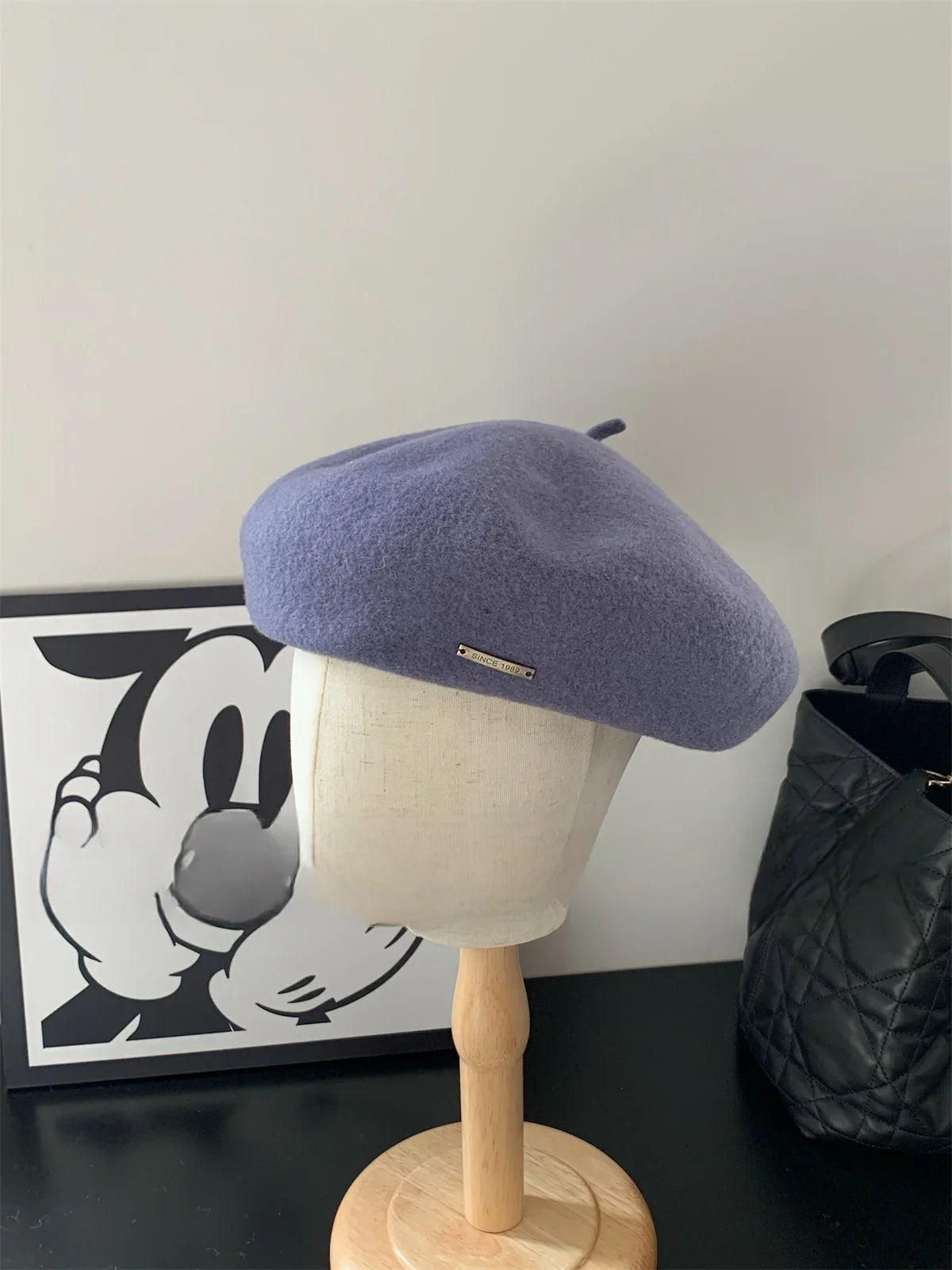 Solid wool felt fabric beret