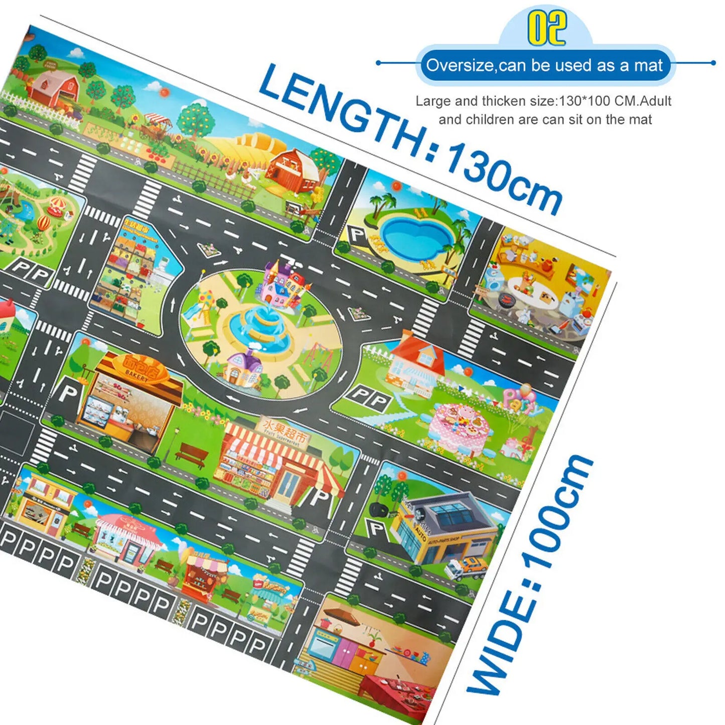 Rugs town road map city cars play mat