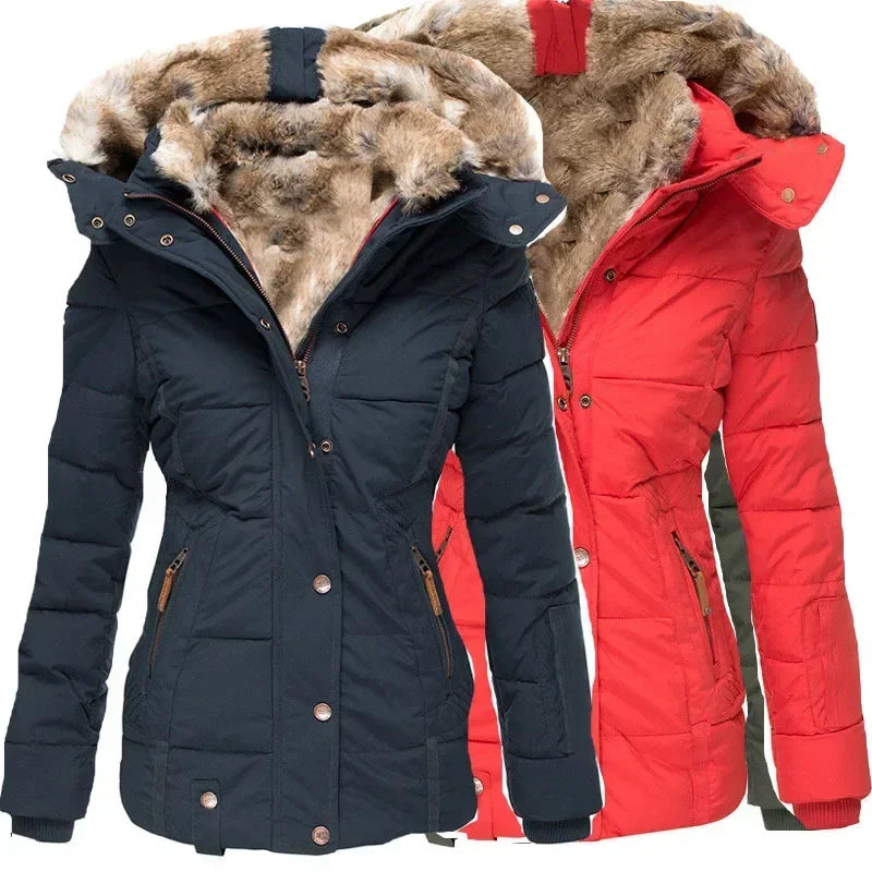 Winter warm wool collar cotton coat