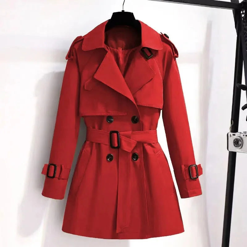 Elegant ladies windbreaker double breasted coat