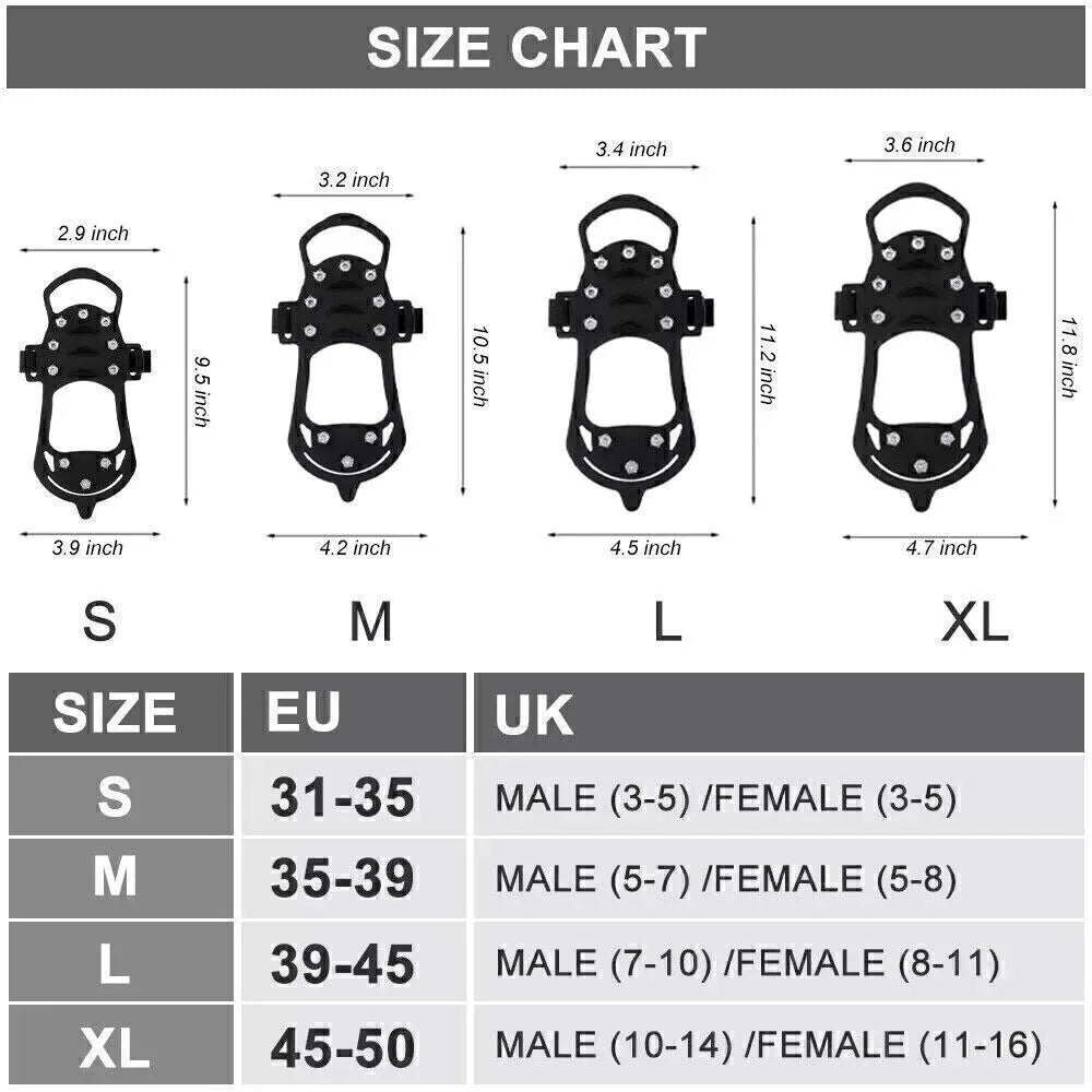 Snow ice anti slip grippers for boots