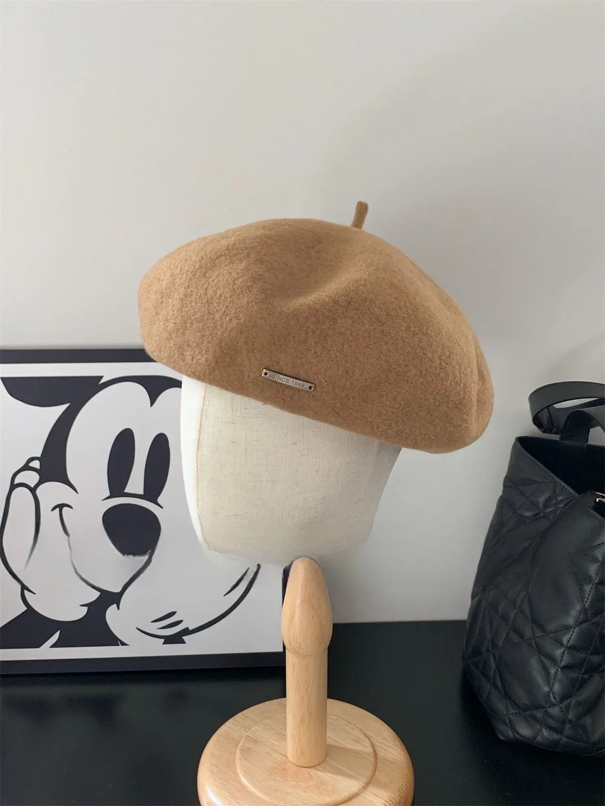 Solid wool felt fabric beret