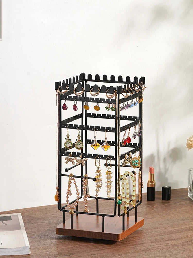 Solid wood detachable rotary jewelry rack