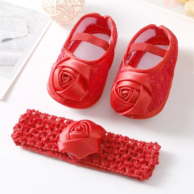 Newborn baby girl's bowknot lace shoes