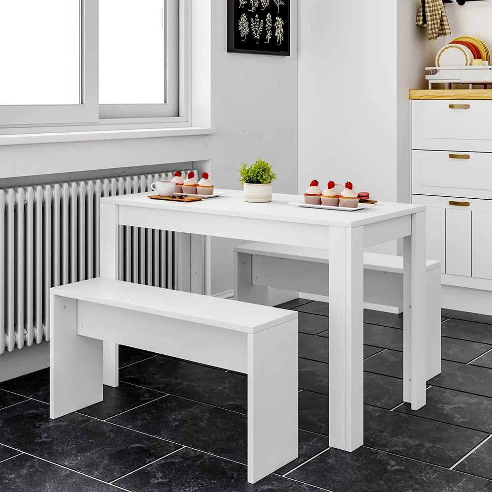 Modern dining table and benches set