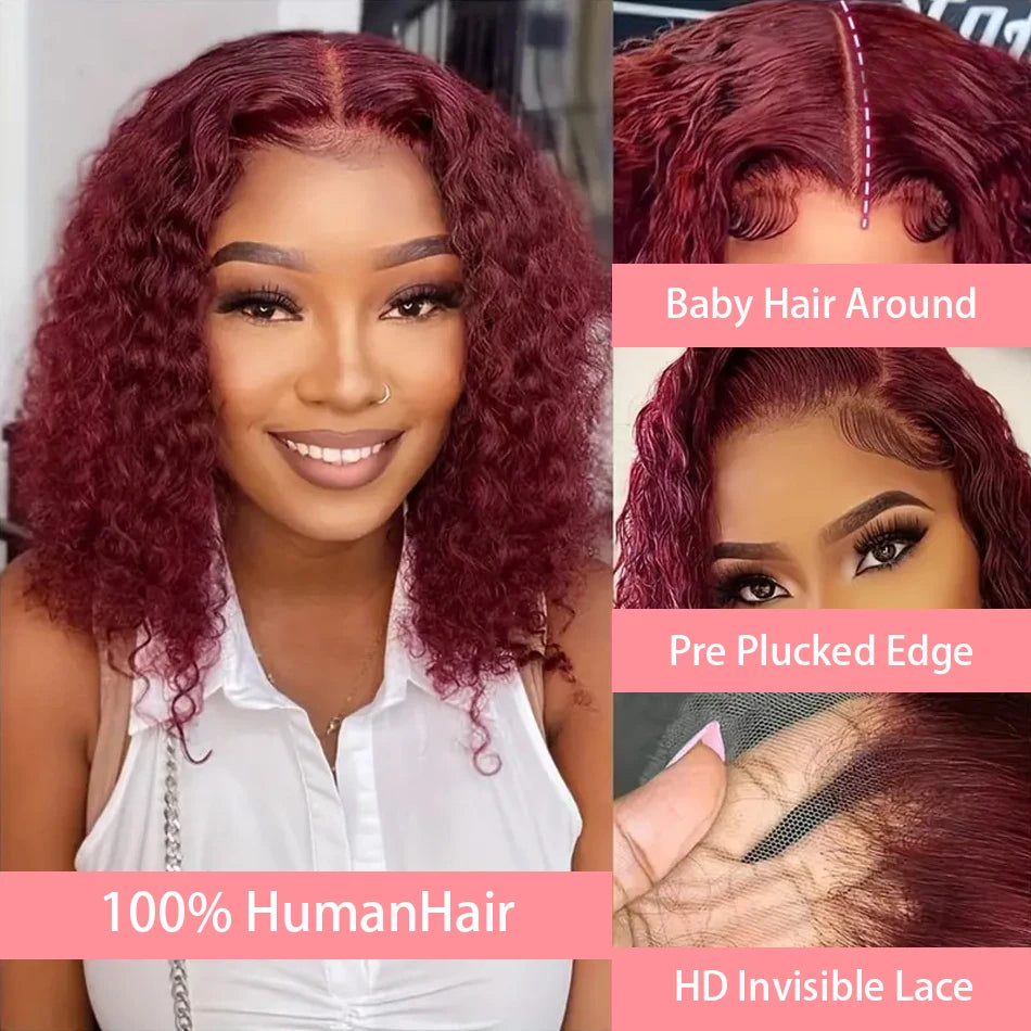 Colored curly deep water wave lace front wig