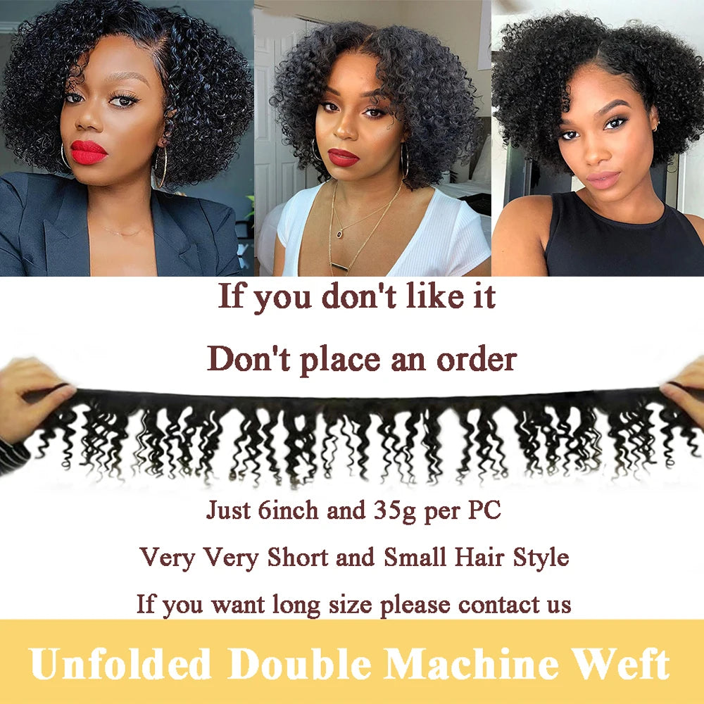 Short curly remy human hair extensions