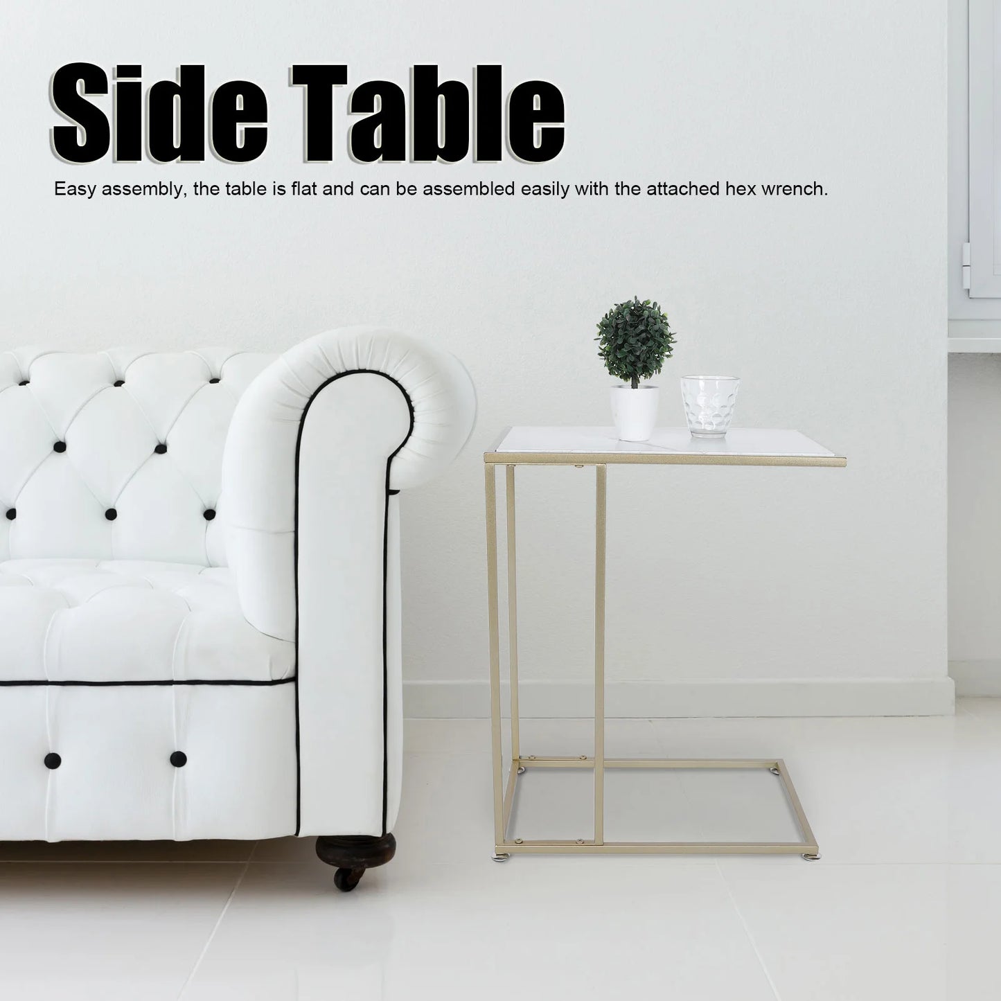 Modern open type side end c shape coffee table