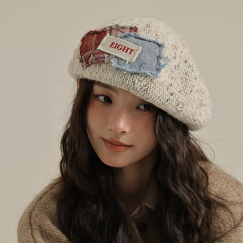 Solid wool felt fabric beret