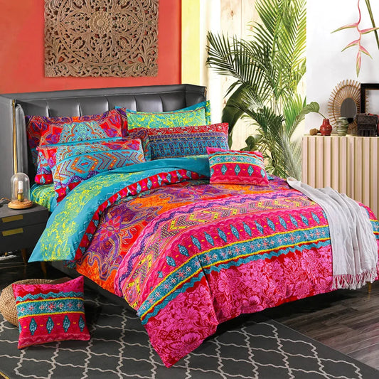 Plain print quilt duvet cover set