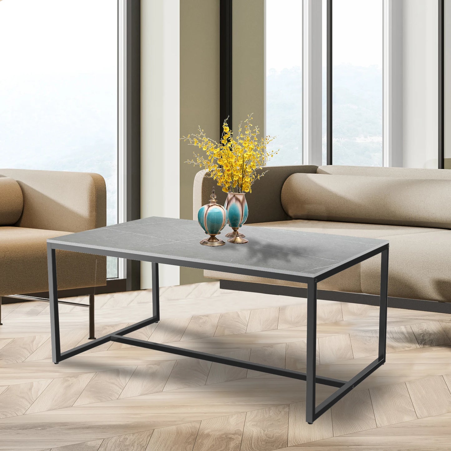 Marble and metal frame coffee table