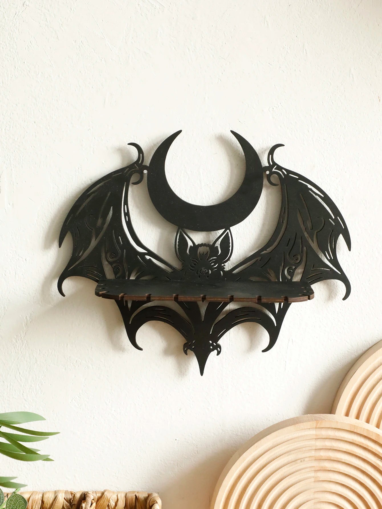 Black Halloween Wooden Wall Shelf