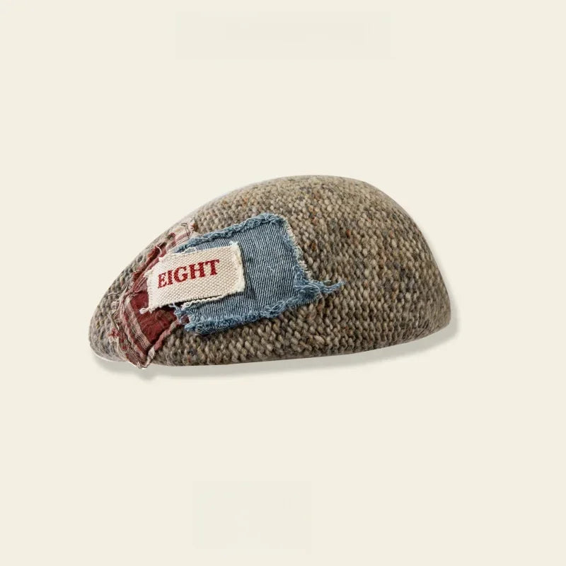 Solid wool felt fabric beret