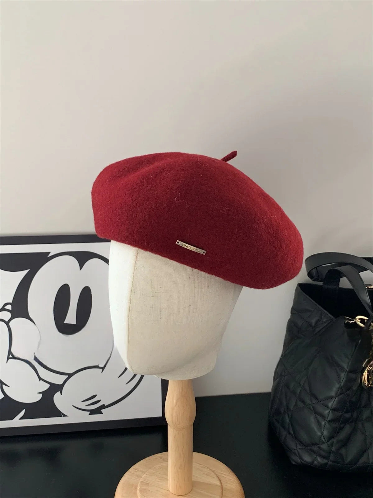 Solid wool felt fabric beret