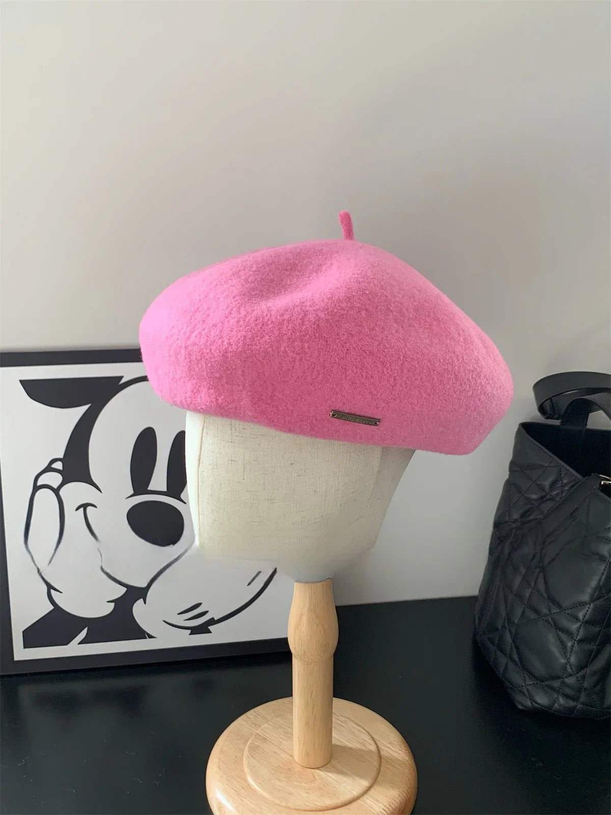 Solid wool felt fabric beret