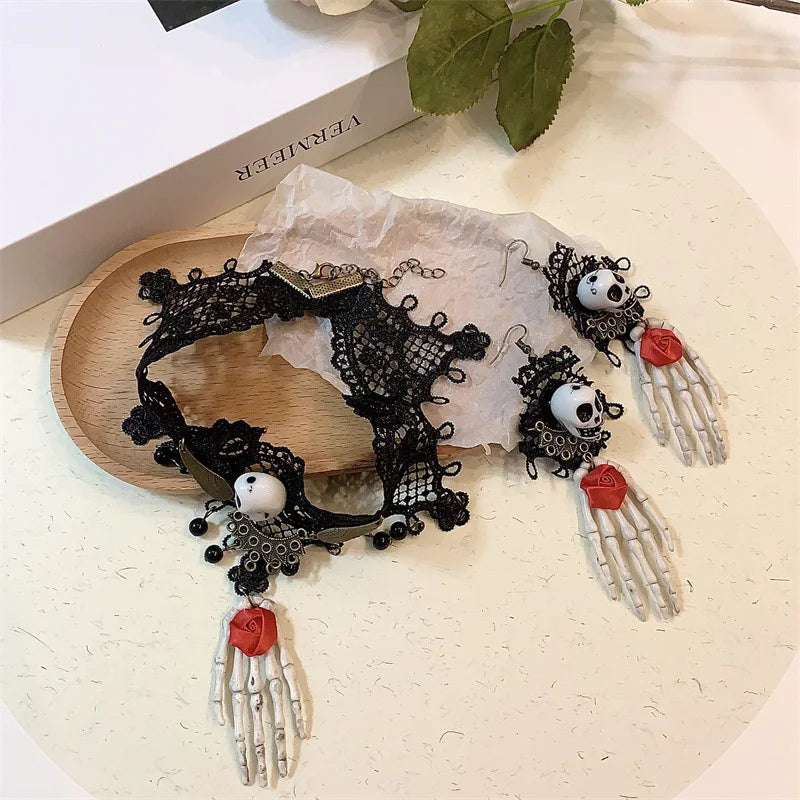 Retro Exaggerated Long Tassel Halloween Jewelry Set