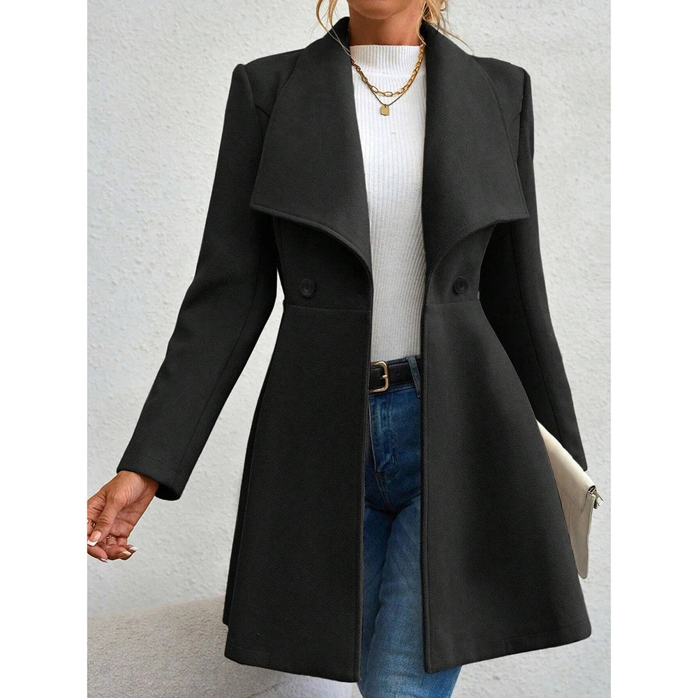 Long sleeve lapel button-up work coat