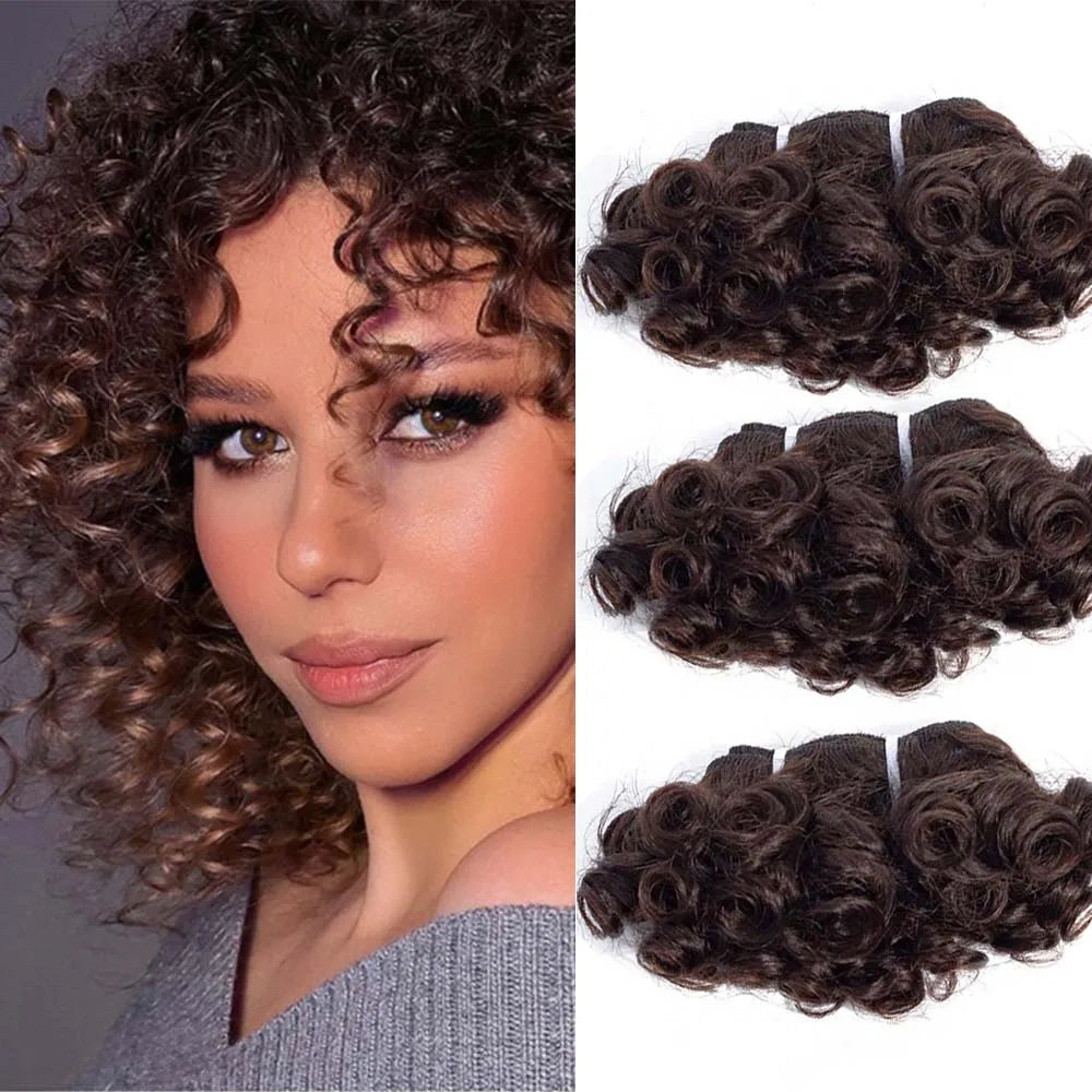 Short curly remy human hair extensions