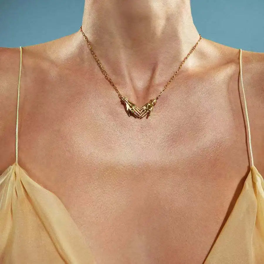 Creative Handshake Shaped Pendant Necklace