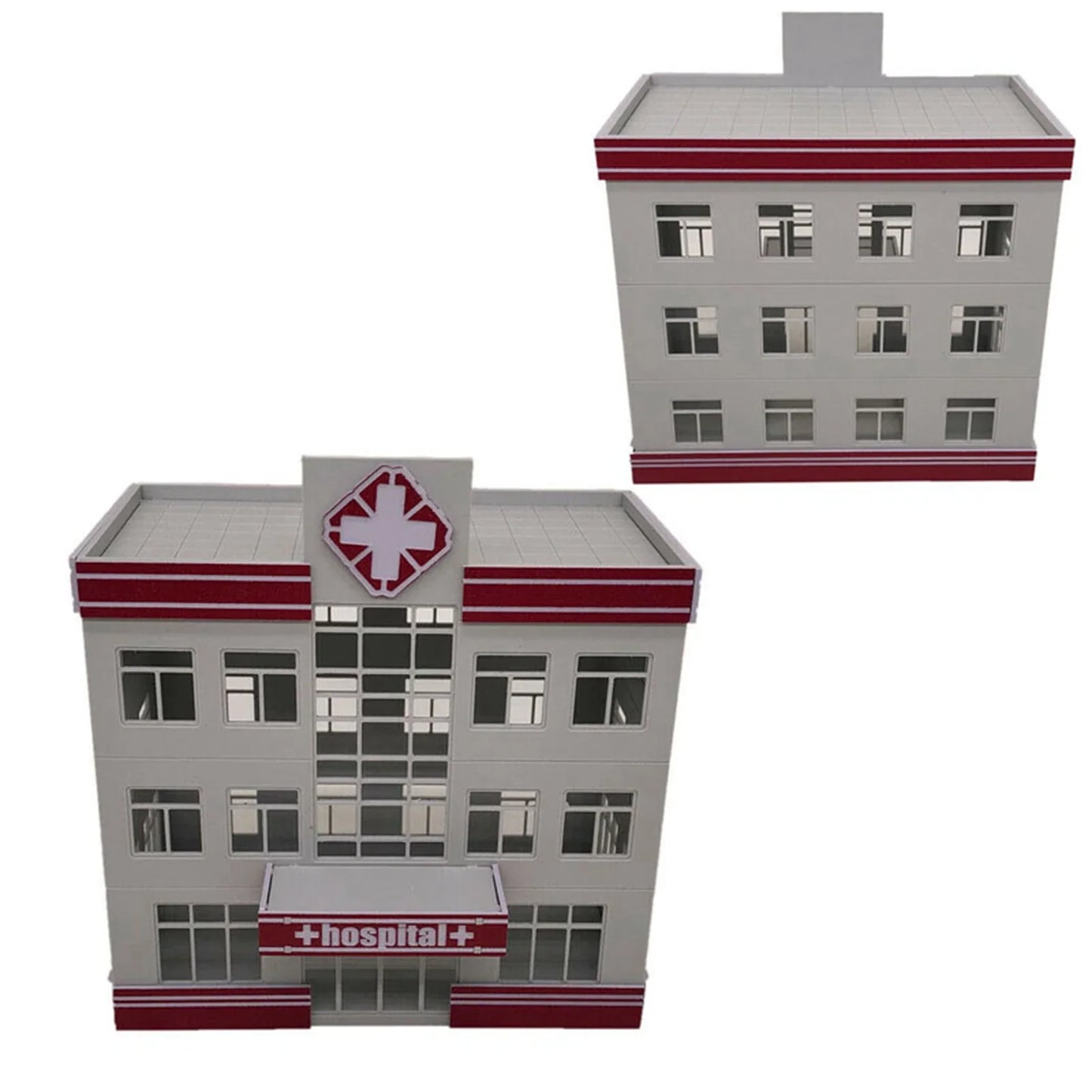 Railroad scenery modern medical centre hospital building diy