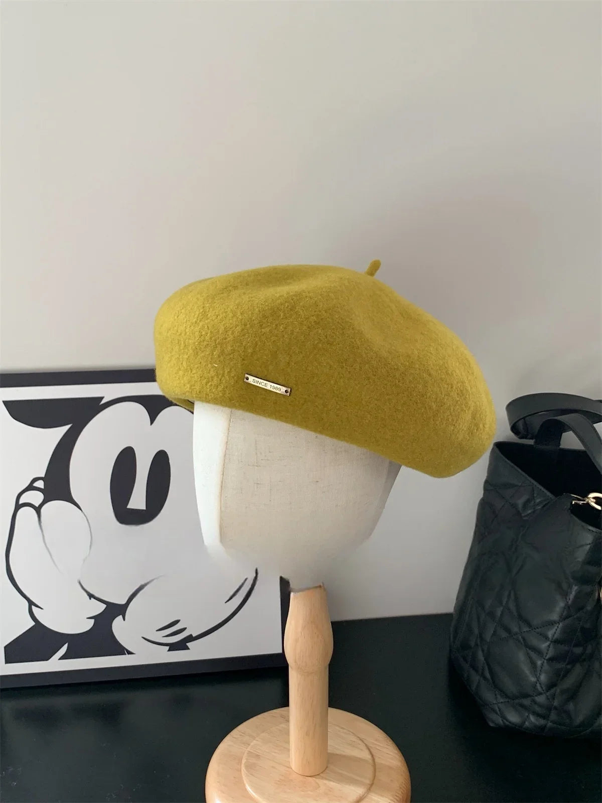 Solid wool felt fabric beret