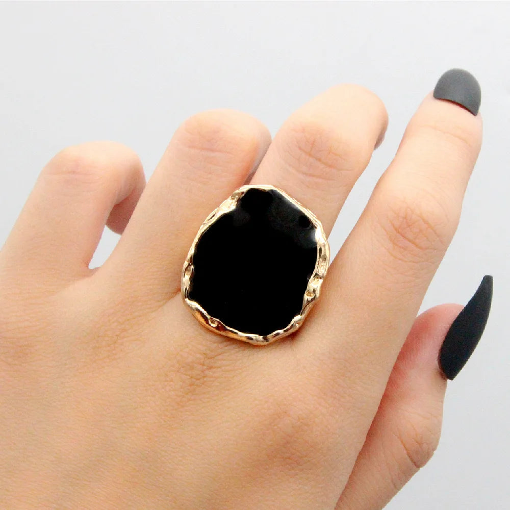 Vintage Black Alloy Cartoon Kitten Open Ring