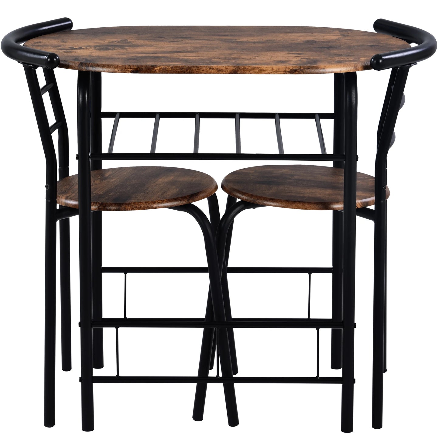 Wooden steel frame 3-piece dining table & chair set