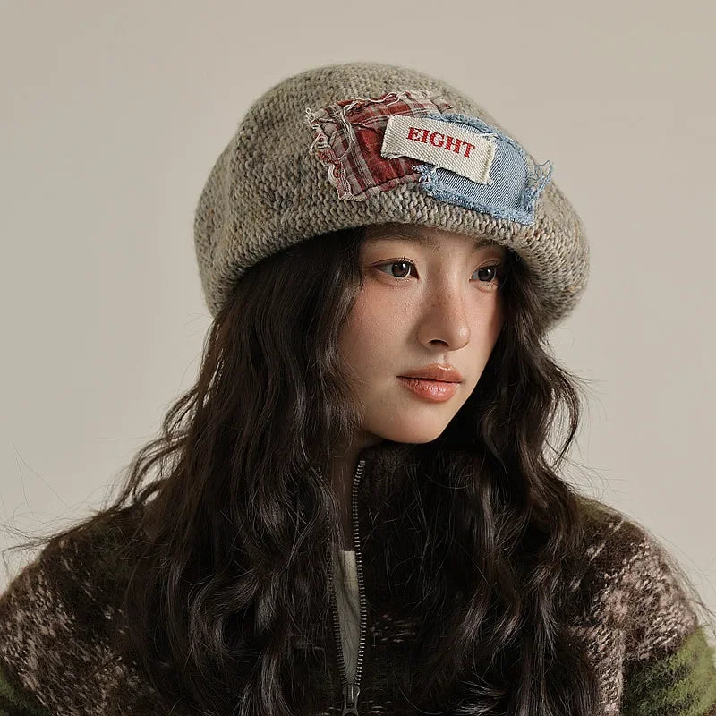 Solid wool felt fabric beret