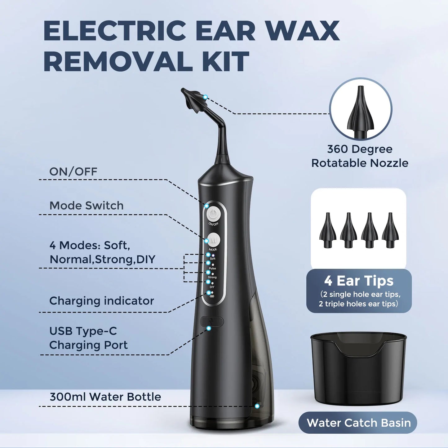 Electric earwax removal kit