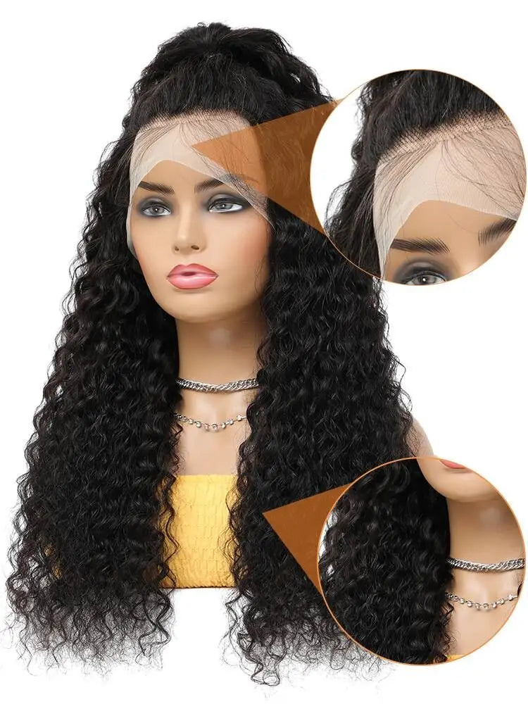 Deep wave human hair frontal wig