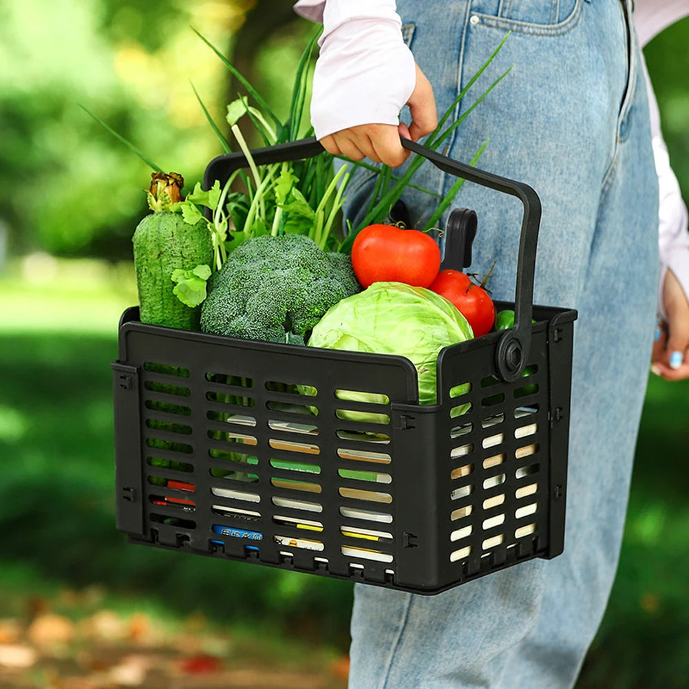 Bicycle foldable basket