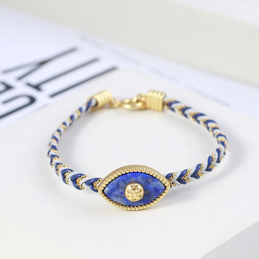 Inlaid Stone Pendant Colorful Braided Bracelet