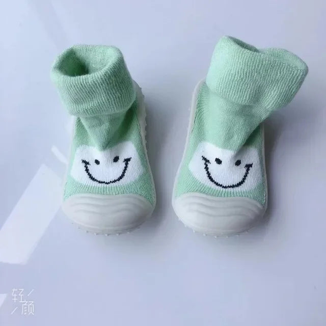 Rubber sole cartoon toddler socks shoes