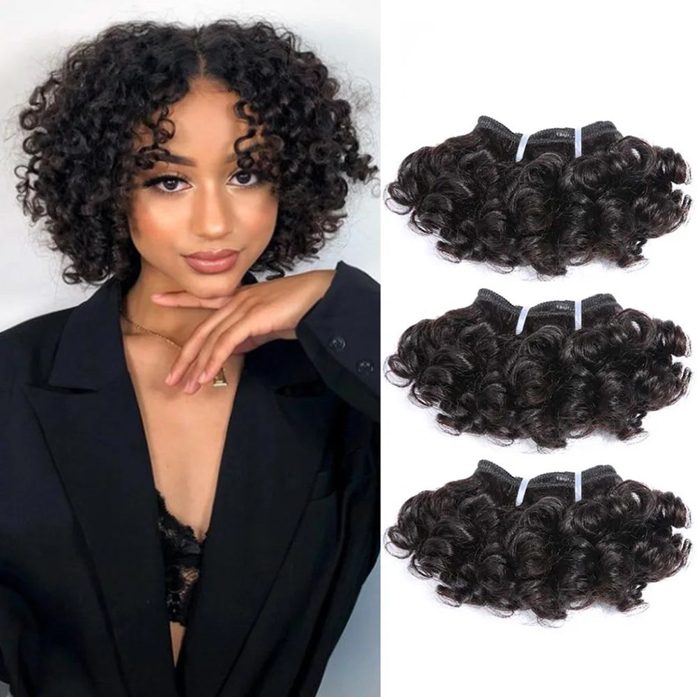 Short curly remy human hair extensions