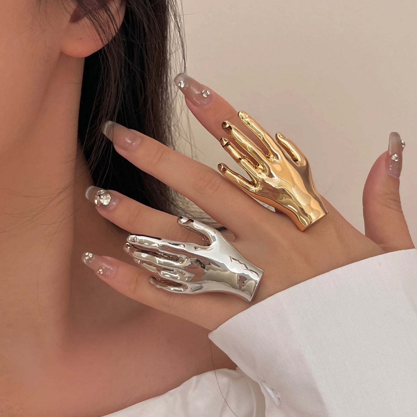 Minimalist Hand - Shaped Statement Ring