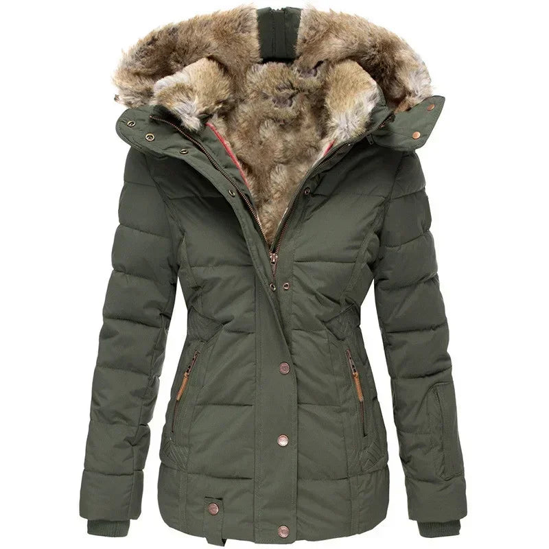 Winter warm wool collar cotton coat