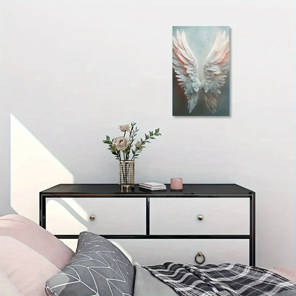 Canvas painting with wooden frame wall art