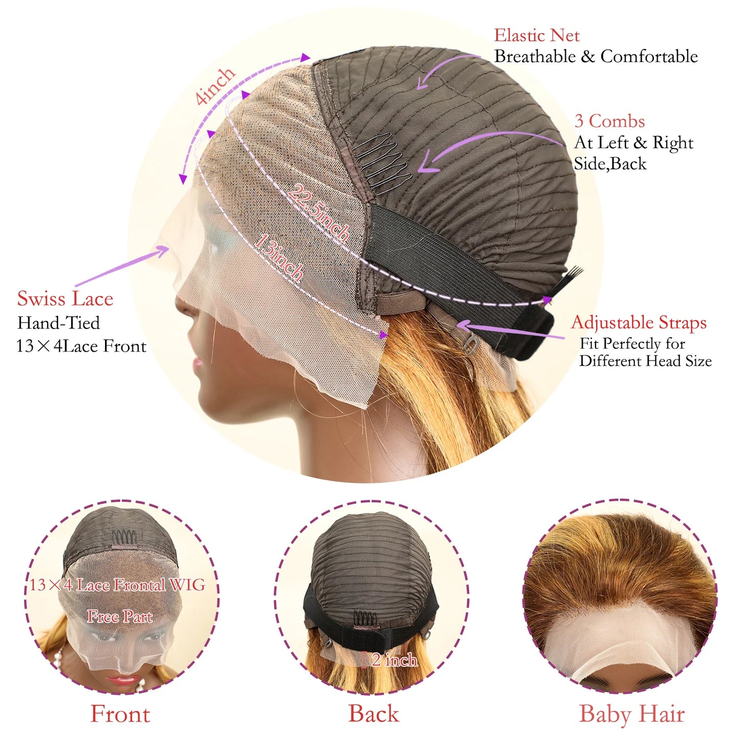 Transparent lace front human hair wig