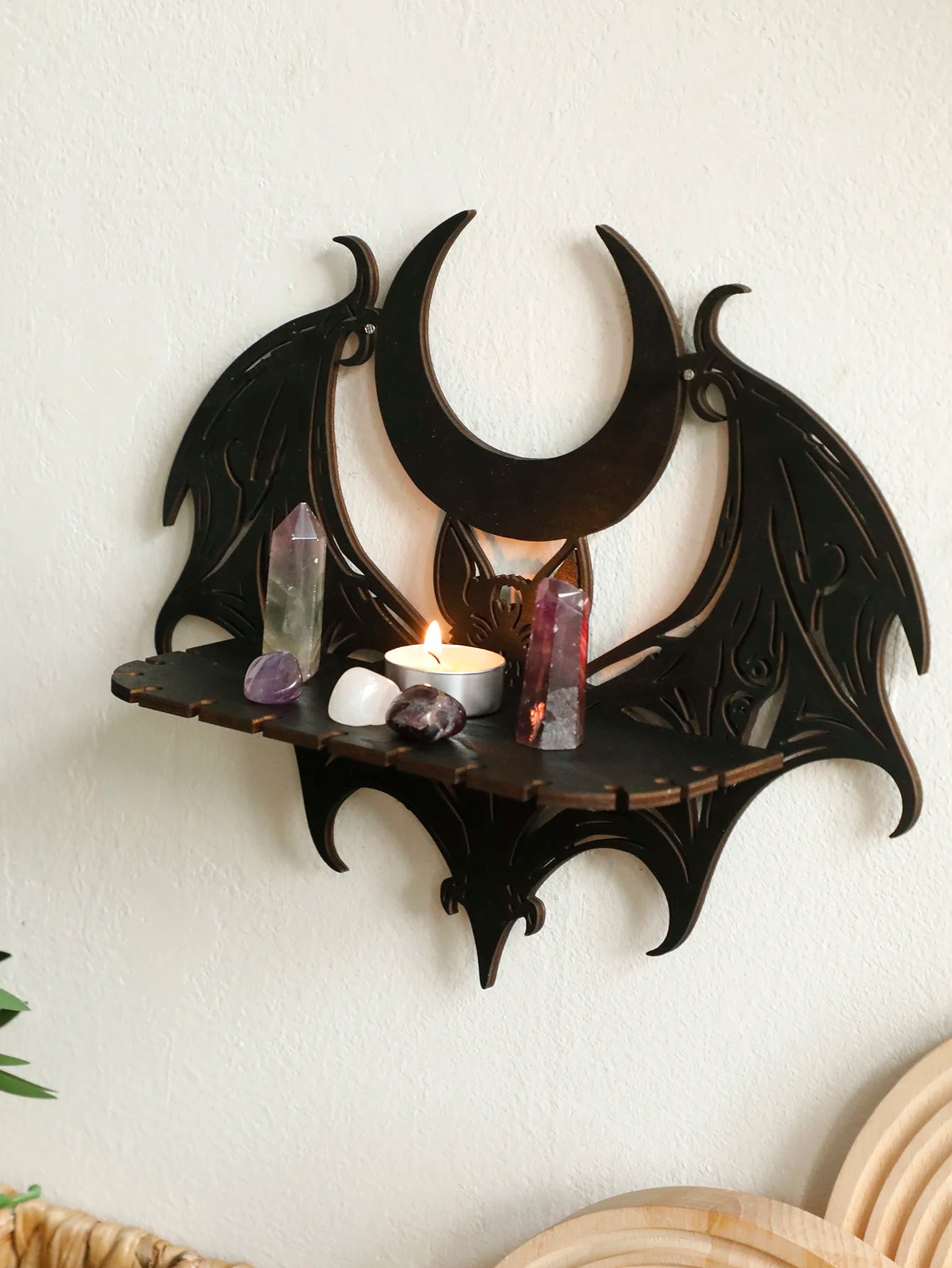 Black Halloween Wooden Wall Shelf