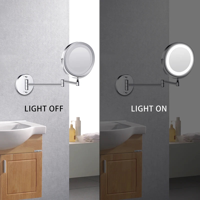 Wall mounted bathroom mirror with led light
