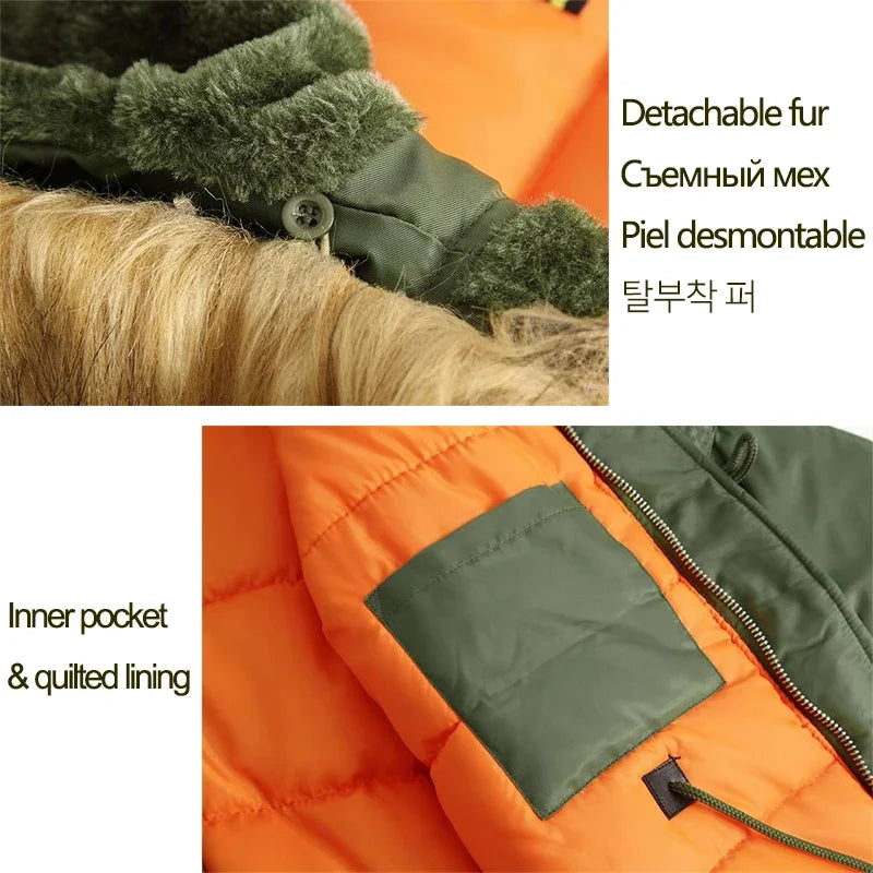 Plus size fur hood long waterproof windproof coat