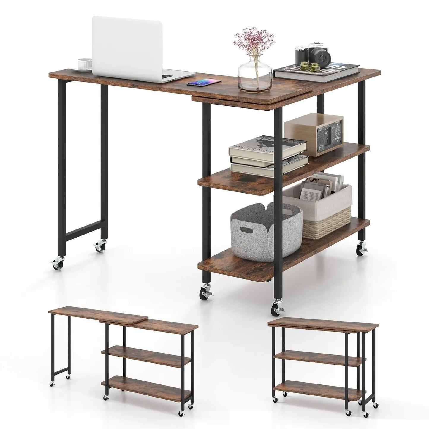 360° rotating corner computer desk