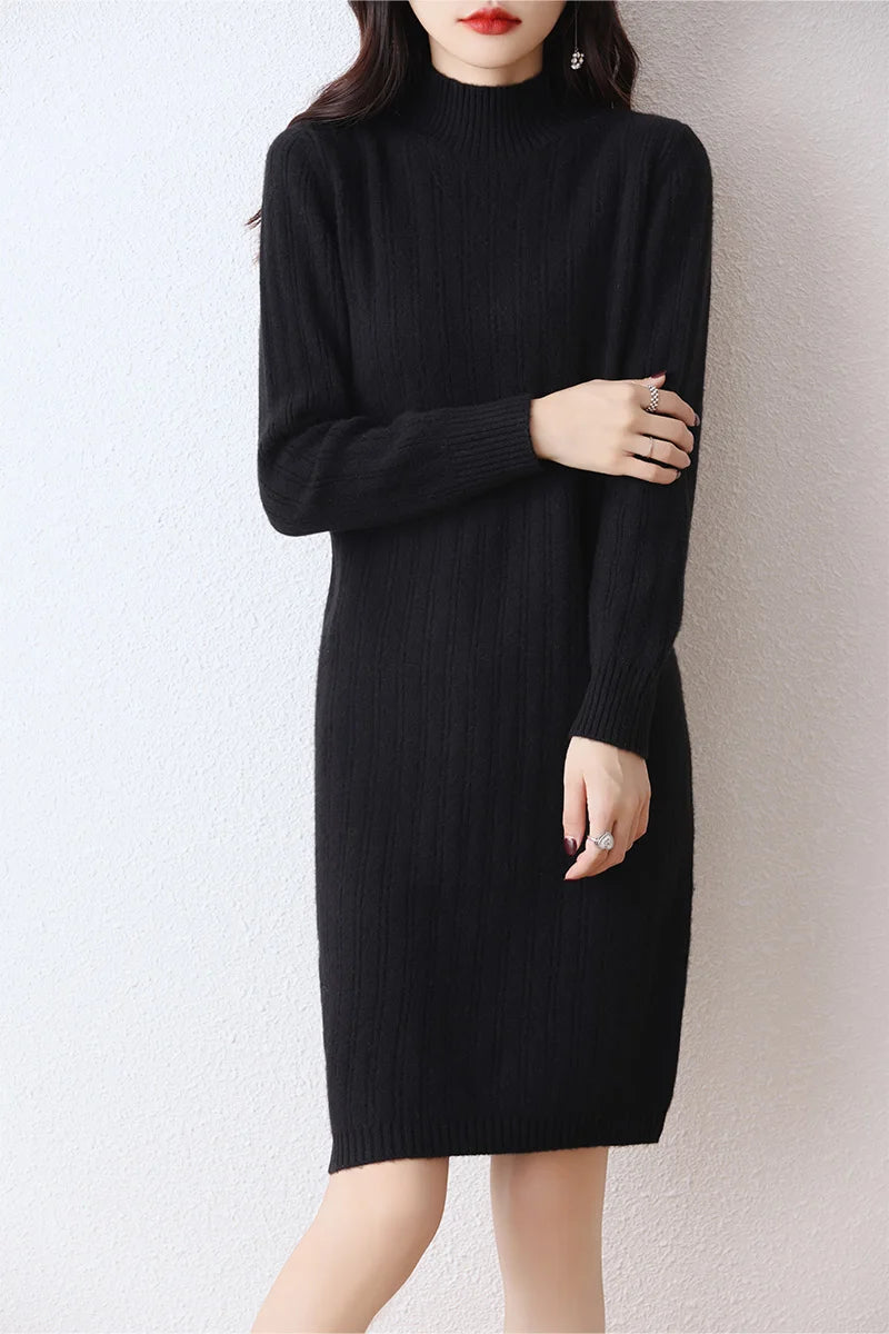 Autumn women's round neck thick dress