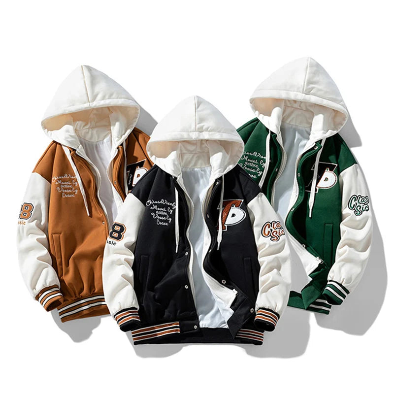Hip hop zipper hooded jacket
