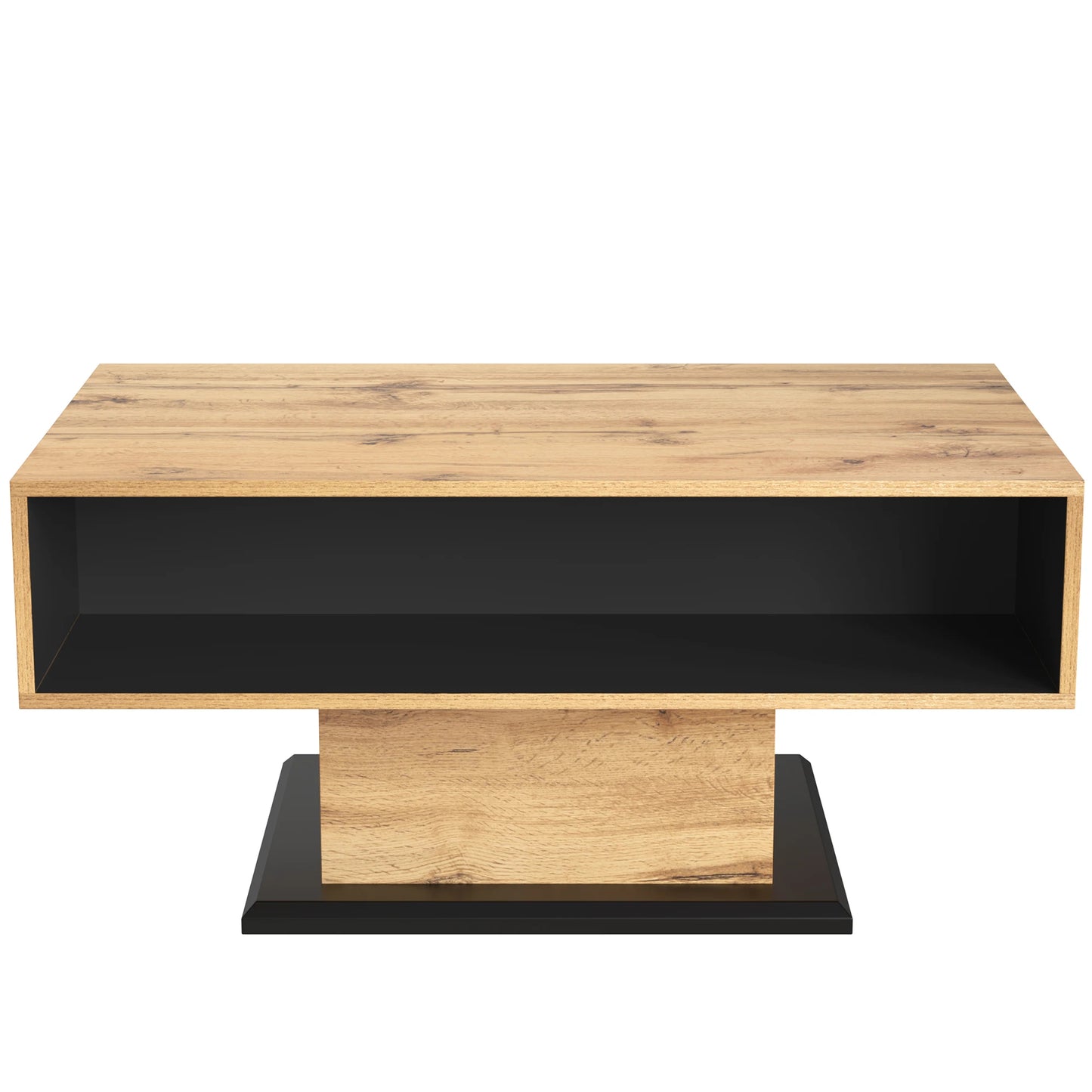 Wood grain coffee table with handle- drawer