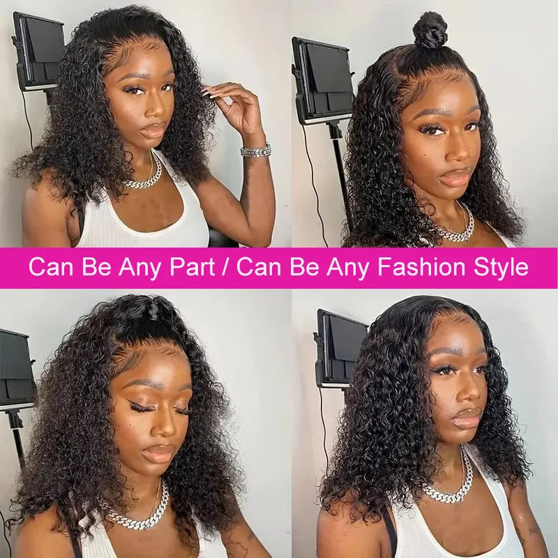 Deep wave transparent hd lace front wig